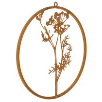 Produkt Pierścień metalowy, metal zardzewiały, pierścień dekoracyjny, dekoracja ścienna, gałązka kopru, Ø38cm