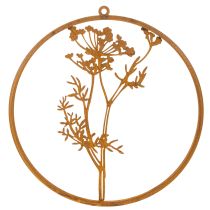Produkt Pierścień metalowy, metal zardzewiały, pierścień dekoracyjny, dekoracja ścienna, gałązka kopru, Ø38cm