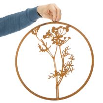 Produkt Pierścień metalowy, metal zardzewiały, pierścień dekoracyjny, dekoracja ścienna, gałązka kopru, Ø38cm
