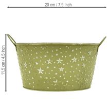 Produkt Miska metalowa z gwiazdkami i uchwytami, zielona, Ø20cm, wys.11,5cm