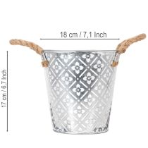 Produkt Doniczka metalowa, doniczka z uchwytami, doniczka z motywem kwiatowym Ø18cm