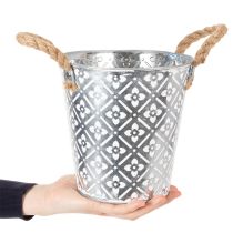 Produkt Doniczka metalowa, doniczka z uchwytami, doniczka z motywem kwiatowym Ø18cm