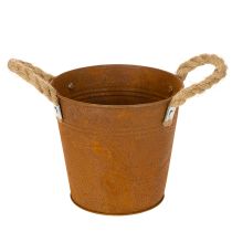 Produkt Doniczka metalowa z uchwytami, do ziół, dekoracja rdzawa Ø16,5cm H15cm
