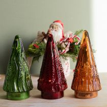 Produkt Mini choinka szklana LED Czerwono-Zielono-Brązowa 18cm 3szt