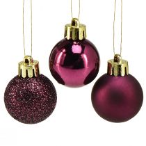 Produkt Mini bombki świąteczne fioletowe plastikowe Ø3cm W3,5cm 14 szt