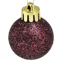 Produkt Mini bombki świąteczne fioletowe plastikowe Ø3cm W3,5cm 14 szt