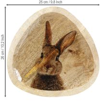 Produkt Talerz Wielkanocny Drewniany Talerz Dekoracyjny Królik w Jajku Naturalny 25x26cm