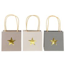 Produkt Torby papierowe z gwiazdką i uchwytem szare różne kolory 12×12×12cm 9 szt.