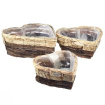 Produkt Drewniana miska na rośliny w kształcie serca, 3 kolory, 30/26/20,5 cm, 3 sztuki
