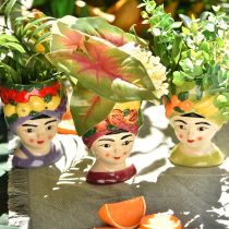 Produkt Roślina głowa dziewczynka z owocami dekoracyjna ceramiczna 13,5cm 3szt