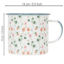 Produkt Doniczka emaliowana, ozdobny kubek z motywem kwiatowym, Ø11 cm
