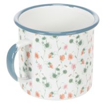 Produkt Doniczka emaliowana, ozdobny kubek z motywem kwiatowym, Ø11 cm