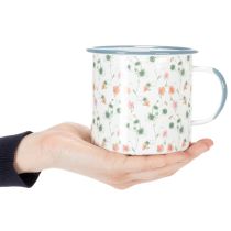 Produkt Doniczka emaliowana, ozdobny kubek z motywem kwiatowym, Ø11 cm