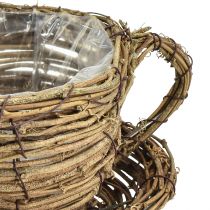 Produkt Kubek na roślinę z talerzem donica winorośli naturalny Ø19cm W9cm