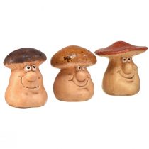 Produkt Wesołe figurki grzybów z twarzami - różne odcienie brązu, 6,5 cm - zabawna dekoracja do ogrodu i domu - 3 szt.