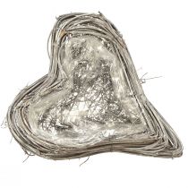 Produkt Serce z rattanu, dekoracja roślinna w kształcie serca, winorośle rattanowe, białe, 20x24 cm