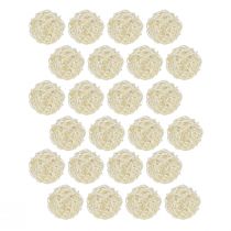 Produkt Dekoracja stołu z kulkami z bielonego rattanu, rattan w kolorze kremowym, Ø5cm, 24 sztuki