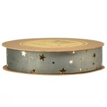 Produkt Wstążka aksamitna, wstążka gwiazdkowa, szaro-złota, wstążka dekoracyjna, szerokość 25 mm, długość 8 m