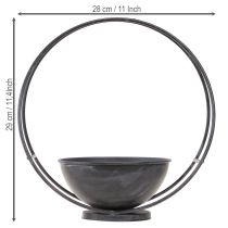 Produkt Miska z nóżką, pierścień dekoracyjny, metal, antracyt, wys. 29 cm, 2 sztuki