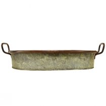 Produkt Taca metalowa owalna z uchwytem, rdzawa, 46/52 cm, zestaw 2 szt.