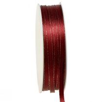 Produkt Wstążka dekoracyjna w kolorze ciemnoczerwonego złota Wstążka świąteczna W6mm D50m