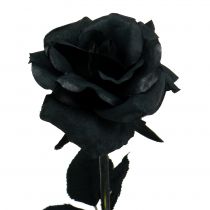 Jedwabny Kwiat Róży Czarny 63cm