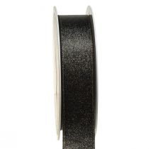 Produkt Czarna wstążka ze złotą połyskującą wstążką jubilerską W25mm L20m
