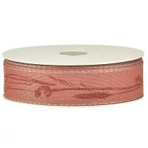 Produkt Wstążka jedwabna jesienna z trawami ozdobna wstążka czerwona 25mm 18m