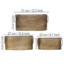 Produkt Zestaw metalowych doniczek i pojemników, styl vintage retro, dł. 22,5 cm/27 cm/31 cm