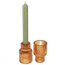 Produkt Świecznik w kształcie kija szklany pomarańczowy świecznik na tealighty wys. 8cm 4 szt