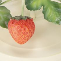 Produkt Metalowy świecznik stożkowy z dekoracją truskawkową, kremowy, okrągły, wys. 26 cm