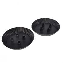 Produkt Metalowy świecznik w kształcie tortu – Czarny, Ø 24 cm – Elegancka dekoracja stołu na 4 świece – 2 sztuki