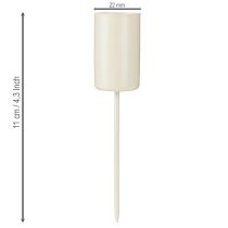 Produkt Świecznik metalowy na patyku, beżowy, wys. 11 cm, 4 sztuki