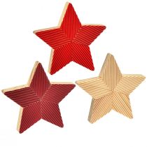 Produkt Gwiazdki drewniane poinsecje karbowane czerwone naturalne 11cm 3 szt