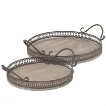 Produkt Taca z uchwytami okrągła taca w kolorze antycznego brązu Ø26/33cm, zestaw 2 szt