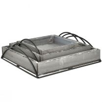 Produkt Wszechstronny zestaw szarych drewnianych tac – różne rozmiary – stylowe rozwiązanie do przechowywania i serwowania – zestaw 3 szt.