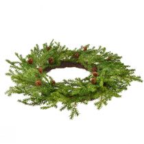 Produkt Wieniec jodłowy sztuczny, zielono-brązowy z szyszkami, ozdoba świąteczna, Ø49cm