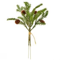 Produkt Sztuczna gałązka jodły z naturalnymi szyszkami, ozdoba świąteczna z juty, 28 cm, zestaw 4 sztuk
