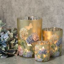 Produkt Szklany świecznik typu tealight z motywem kwiatowym, idealny na chwile harmonii w życiu, 18 cm