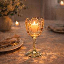 Produkt Szklany świecznik w kształcie tulipana, styl vintage, romantyczna dekoracja domu, 20 cm