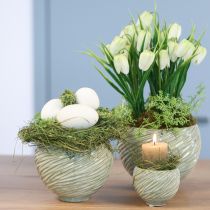 Produkt Doniczka dekoracyjna miska ceramiczna w kolorze zielonym Ø15cm H11cm 2szt