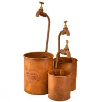 Produkt Donica dekoracyjna patynowana metalowa z kranem wys. 25/37/43cm kpl. 3 szt
