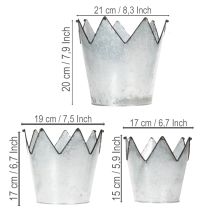 Produkt Korona do doniczki metalowa dekoracyjna cynkowa Ø21,5/19,5/17cm zestaw 3 szt.