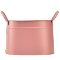 Produkt Donica metalowa owalna doniczka różowa 24/21/18cm, zestaw 3 sztuk