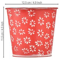 Produkt Doniczka w kolorze czerwonym i białym, metalowa, Ø12,5 cm, wys.11,5 cm