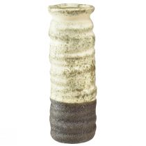 Produkt Dekoracja ceramiczna wazonu do suchej florystyki kremowo-szaro-zielona wys. 34cm