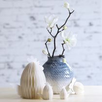 Produkt Wazon ceramiczny szkliwiony w kolorze niebiesko-białym, pleciony, wys. 18,5 cm