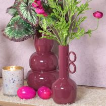Produkt Nowoczesny, artystyczny wazon z długą szyjką i okrągłymi uchwytami do stylowych wnętrz, 24 cm