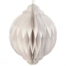 Produkt Kulka o strukturze plastra miodu Świąteczna kulka papierowa biała FSC Ø15cm W20cm