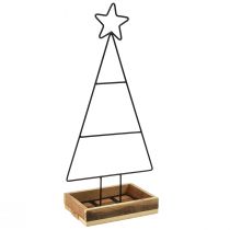 Produkt Metalowa choinka z gwiazdą i tacą - 25x18x66 cm - Nowoczesna dekoracja świąteczna